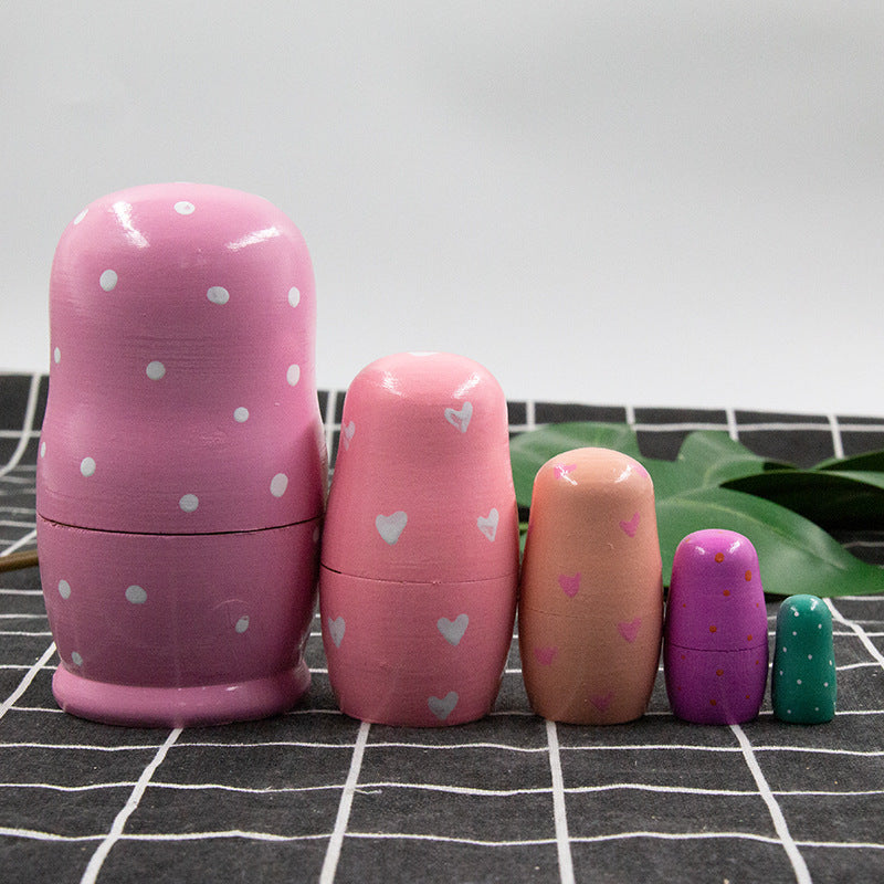 Five Layer Russian Nesting Doll Little Angel Wooden Toy