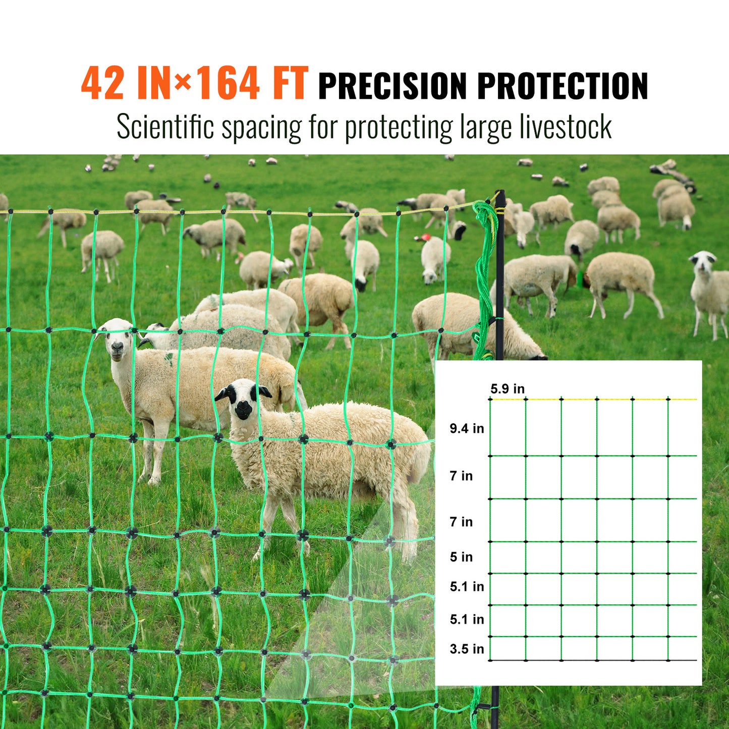 VEVOR Electric Fence Netting 164 Ft With Posts And Stakes