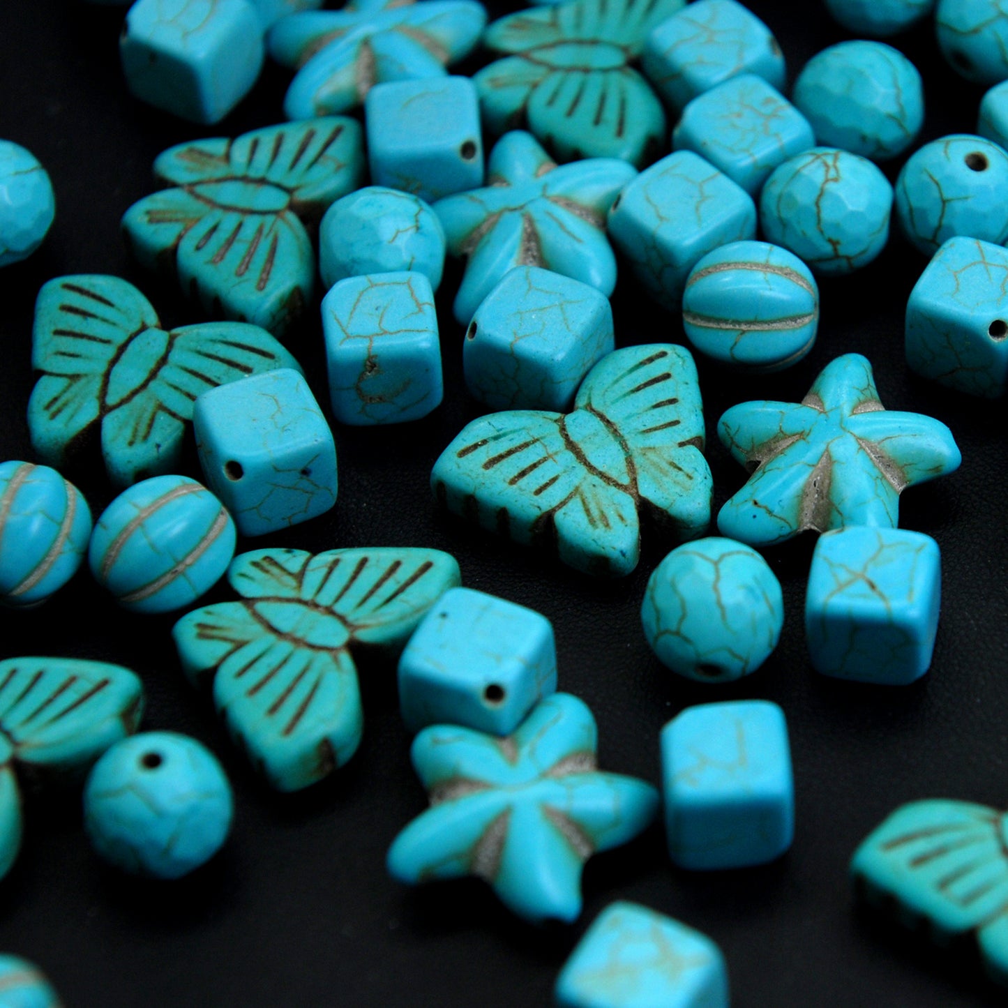 Bulk Blue Synthetic Turquoise Cross Beads for Jewelry Making