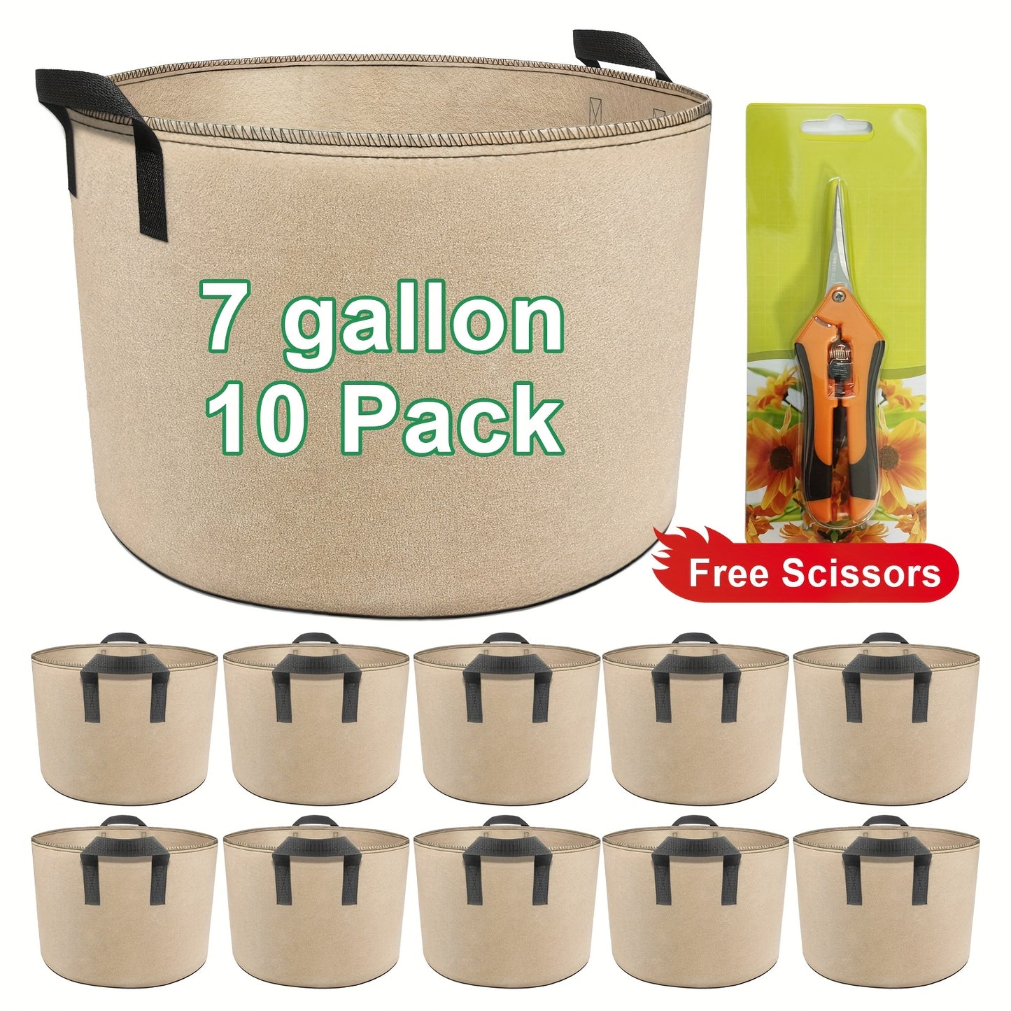 Thickened Non Woven Grow Bags With Scissors For Indoor Outdoor Use