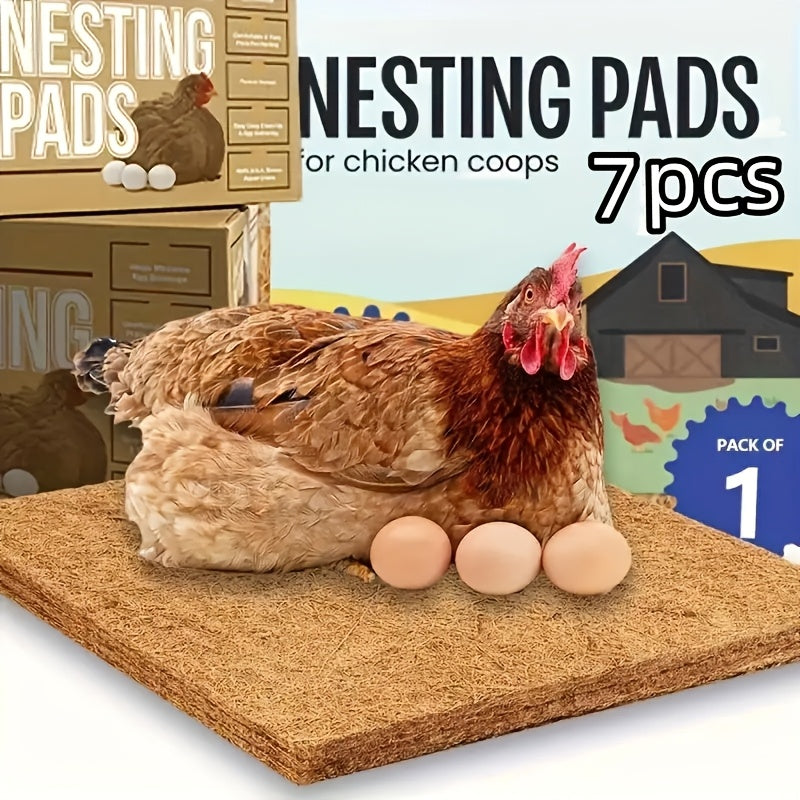 7 Pcs Reusable Coconut Palm Mats For Chicken Coop Nesting Moisture Proof Heat Insulating Ideal For Birds And Reptiles