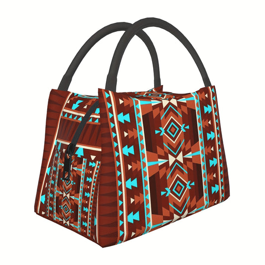 Stylish Brown Geometric Insulated Cooler Bag for Outdoor Fun