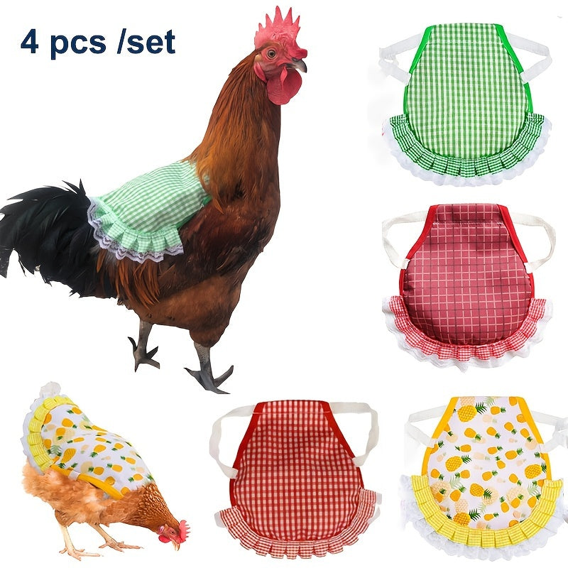 Plaid Chicken Saddles 4 Pack Soft Hen Aprons