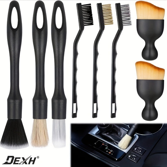 Car Detail Brush Kit Eight Piece Interior Cleaning Tools