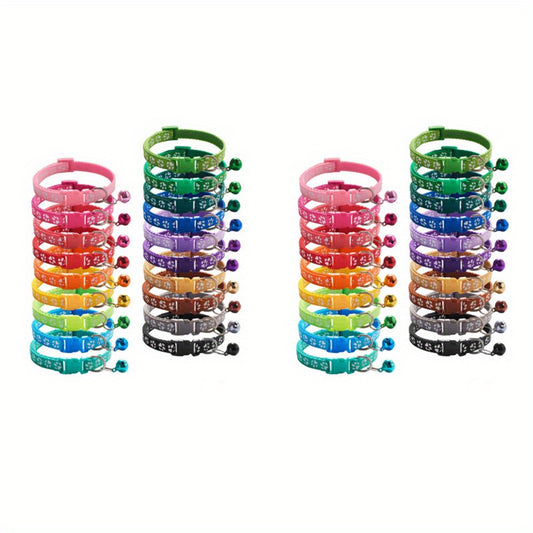 38pcs Adjustable Pet Collar Set with Reflective Paw Prints