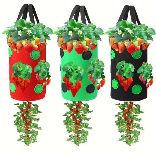Three Piece Upside Down Tomato Planter Hanging Grow Bags