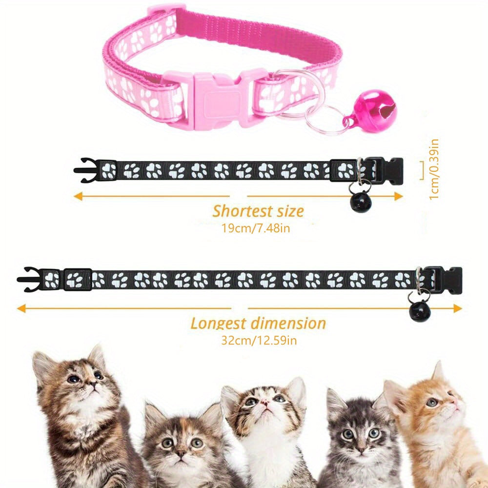 38pcs Adjustable Pet Collar Set with Reflective Paw Prints