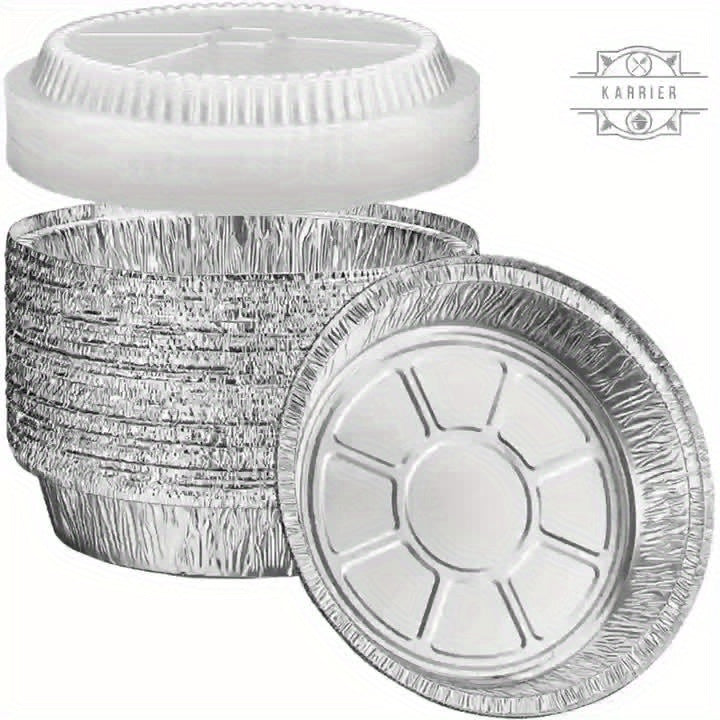 40 Pack Round Aluminum Foil Pans with Clear Lids for Baking
