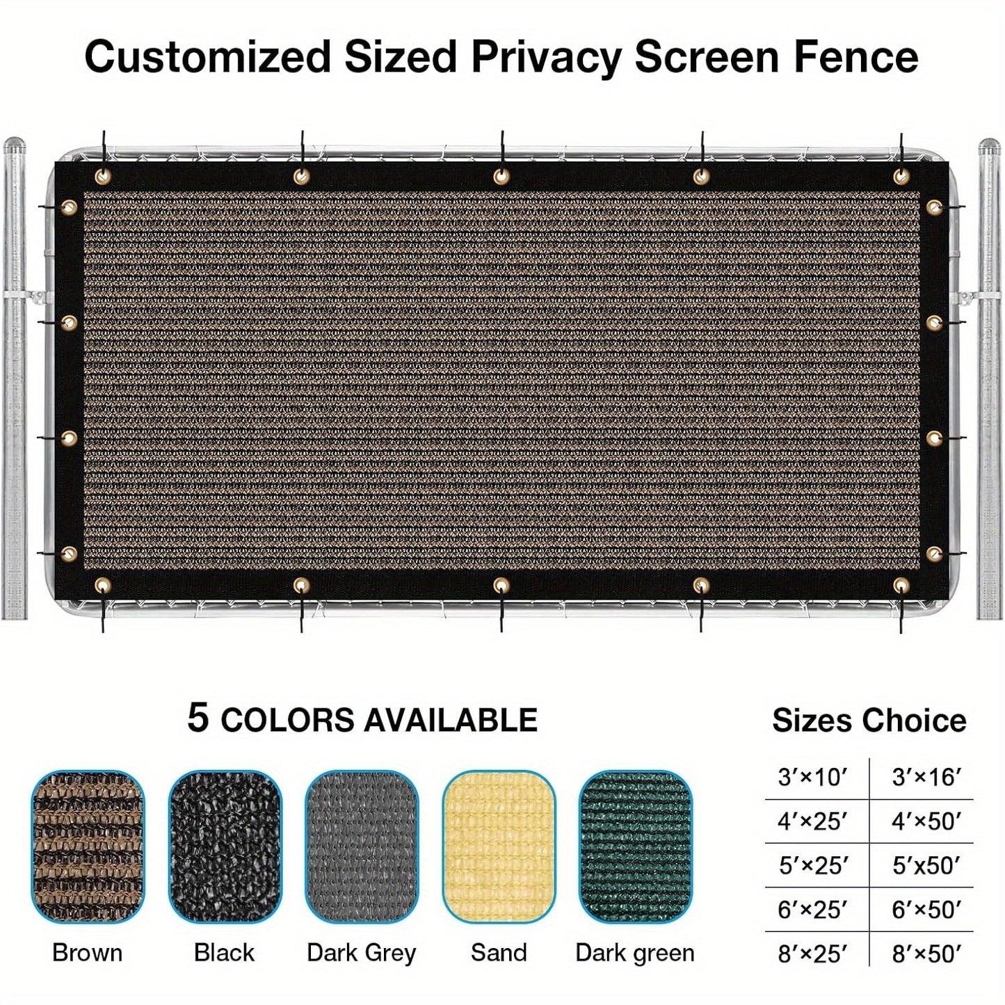 Brown Privacy Screen Fence 4ftx50ft Heavy Duty Mesh