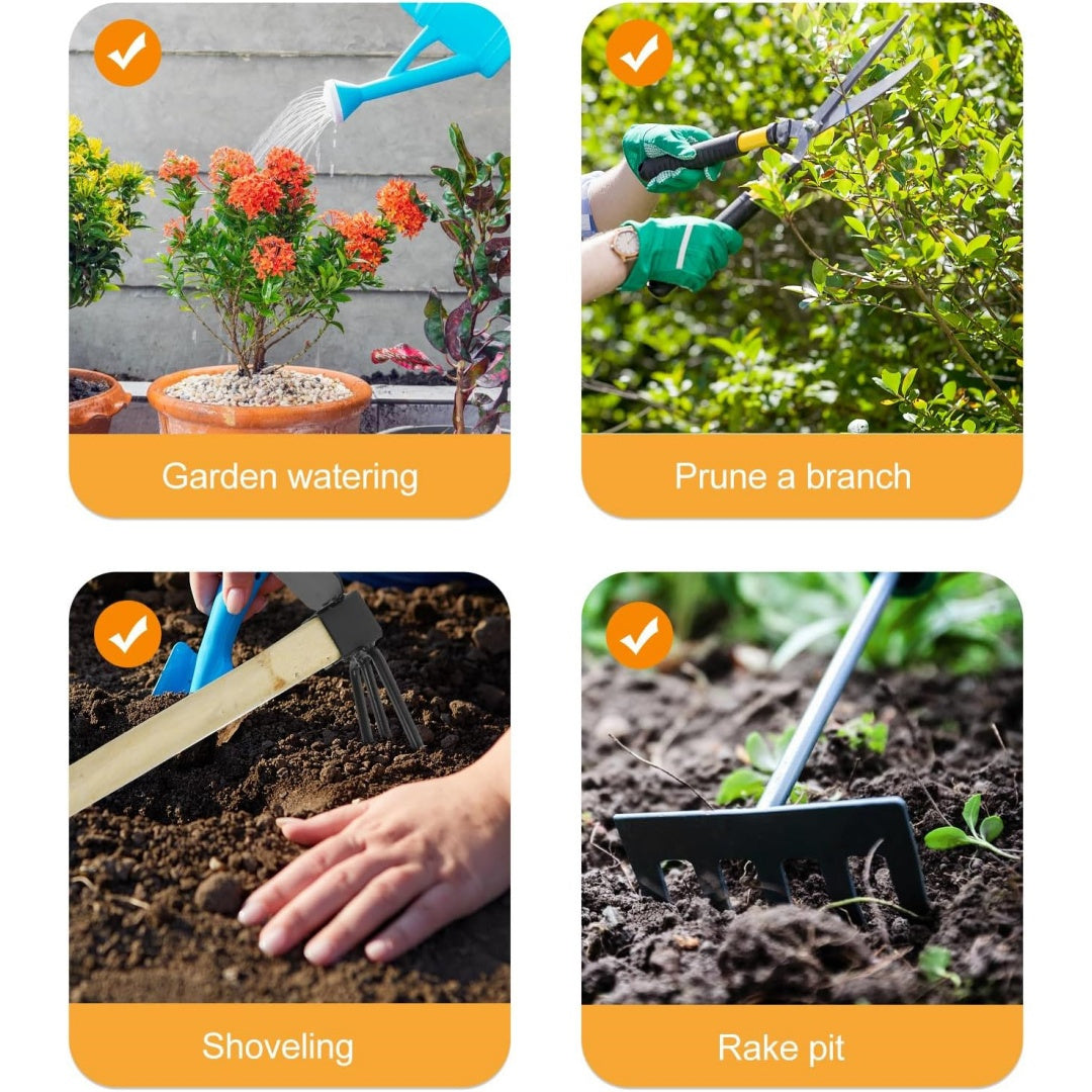Multifunctional Dual Headed Hoe Garden Tool Stainless Steel Hoe and Cultivator Wood Handle Double Sided Cultivator Tool for Digging Loosening Soil and Weeding
