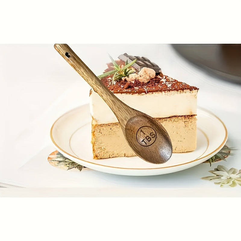 Multi Functional Kitchen Measuring Spoon Made of Nanmu Wood