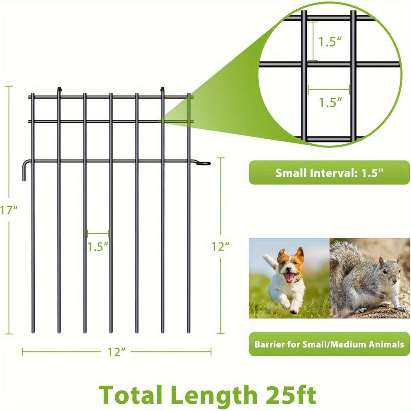 Metal Dog Barrier Fence 25 Panels Garden Border Containment