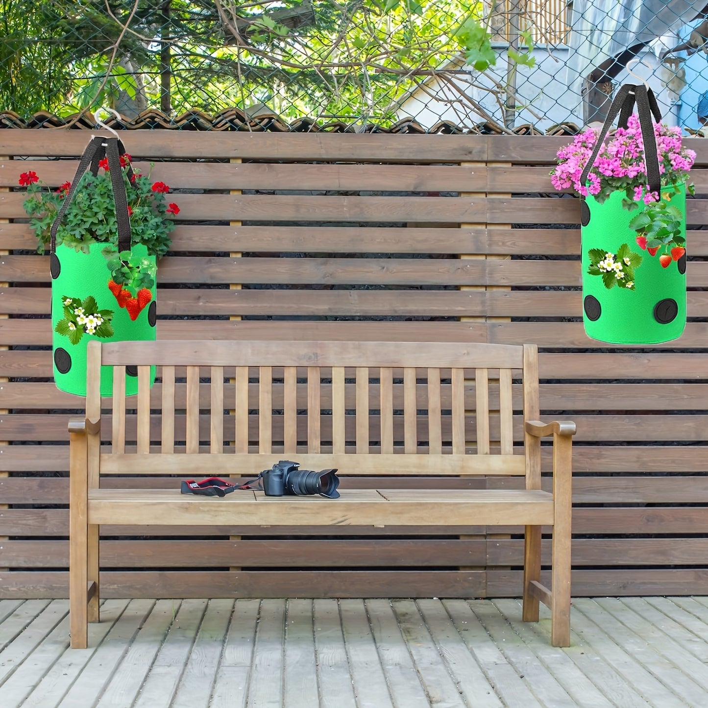 Three Piece Upside Down Tomato Planter Hanging Grow Bags