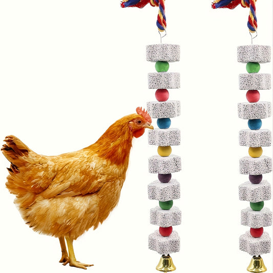 Large Chicken Chew Toy with Colorful Calcium Stones and Bell