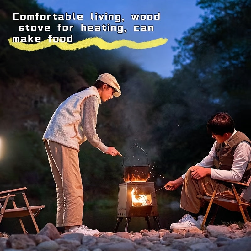 Portable Wood Stove With Airflow System For Camping