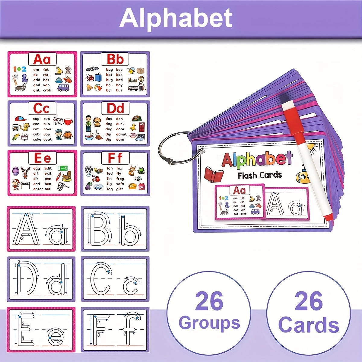 Alphabet Flash Cards Phonics Practice for Early Learning