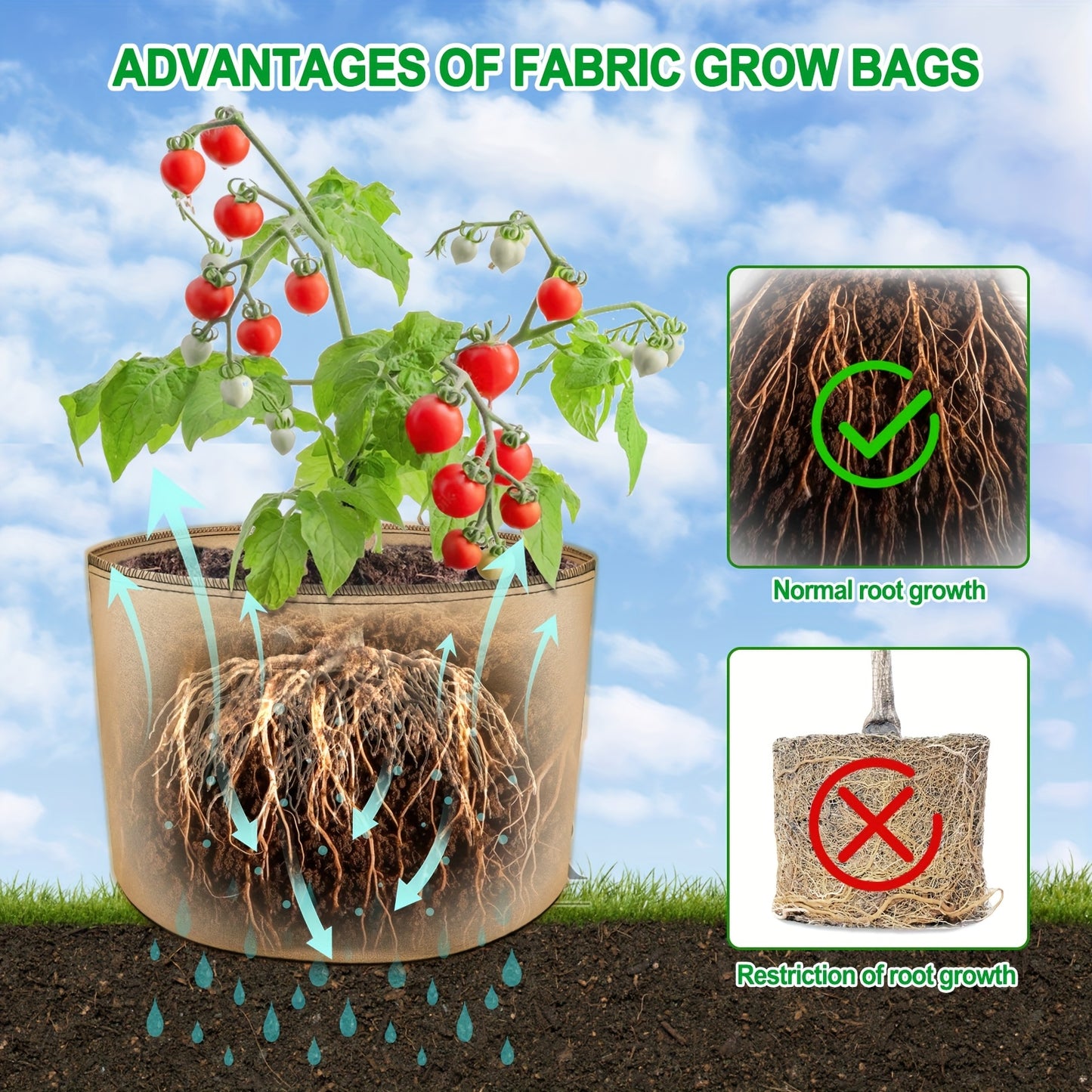 Thickened Non Woven Grow Bags With Scissors For Indoor Outdoor Use