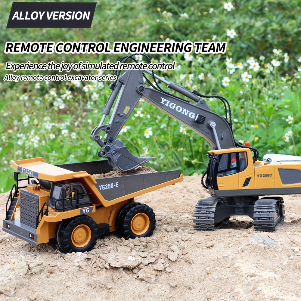 YIGONG 9-Channel Remote Control Excavator Toy with Lights and Sounds