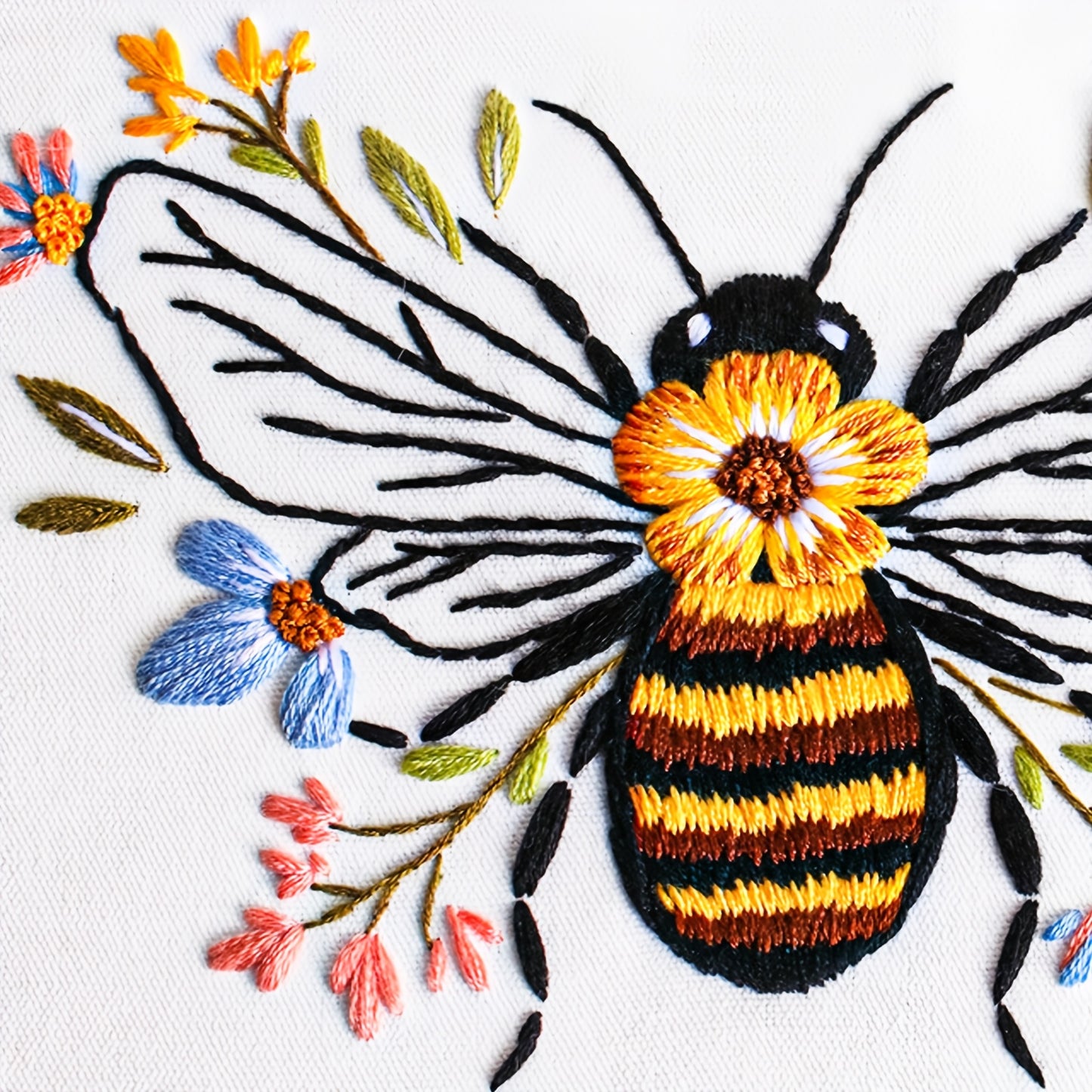 4pcs Bee Pattern Embroidery Kit for Beginners DIY Craft Set