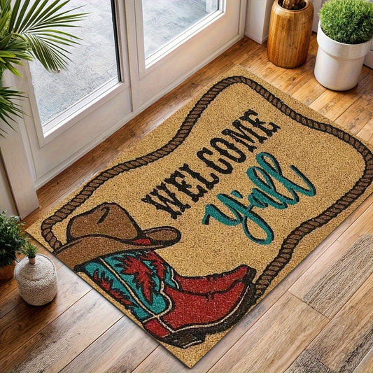 Welcome to Cowboy Boots Non-Slip Flannel Floor Mat