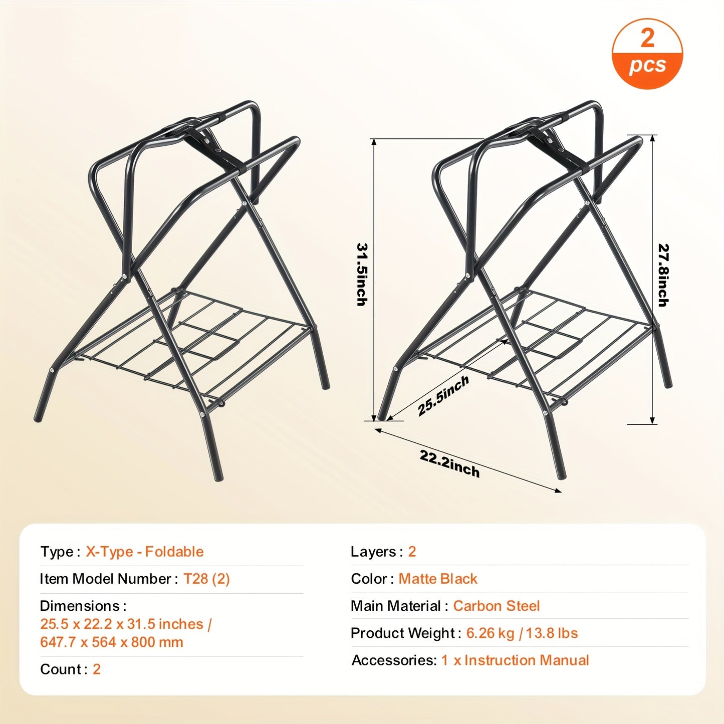 Happybuy Folding Saddle Rack Freestanding Horse Stand Black