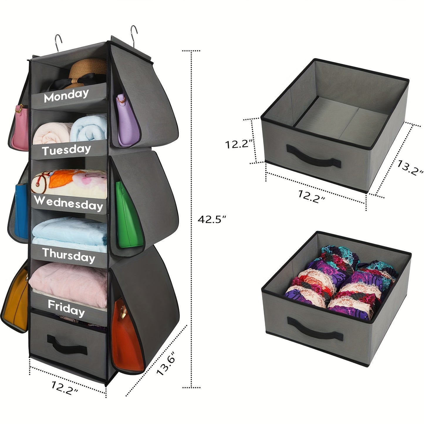 5 Shelf Weekday Clothes Organizer For School Monday Friday