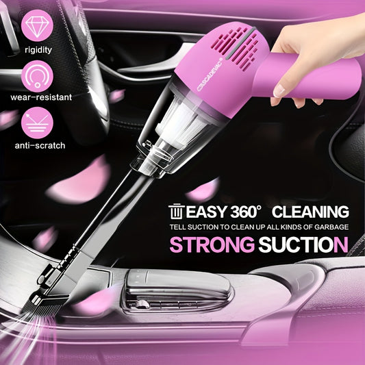 Pink Car Vacuum Cleaner Strong Suction Wet Dry Pet Hair
