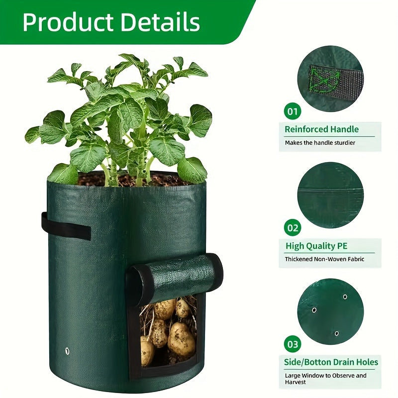 5 Packs 10 Gallon Breathable Fabric Grow Bags Aeration Potato Planters with Access Flap Sturdy Handles Lightweight Design Ideal for Indoor and Outdoor Gardening of Tomatoes Carrots Fruits and Vegetables