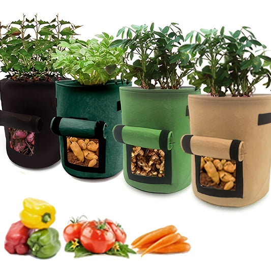 Durable 4-Pack 7 Gallon Potato Grow Bags with Handles and Lid