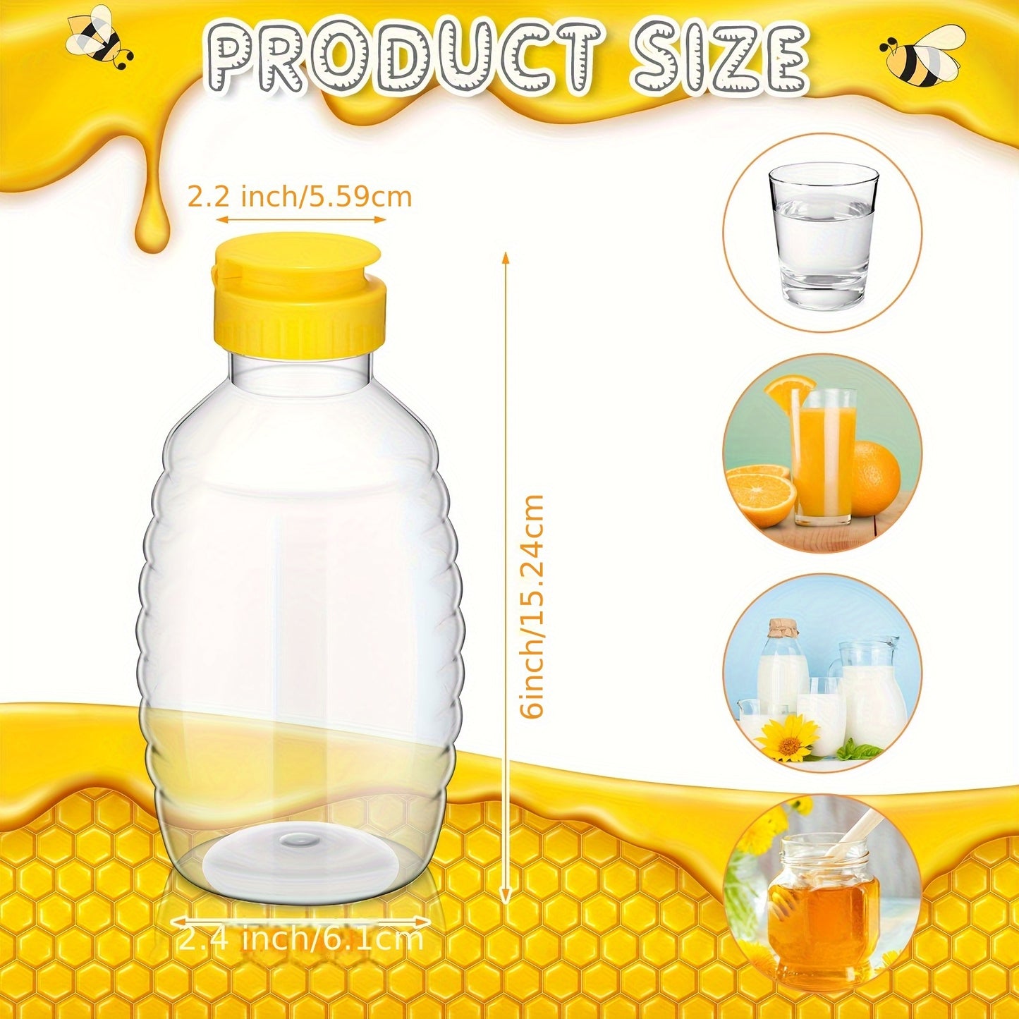 24 Pack Clear Plastic Honey Squeeze Bottles with Flip Top Lids