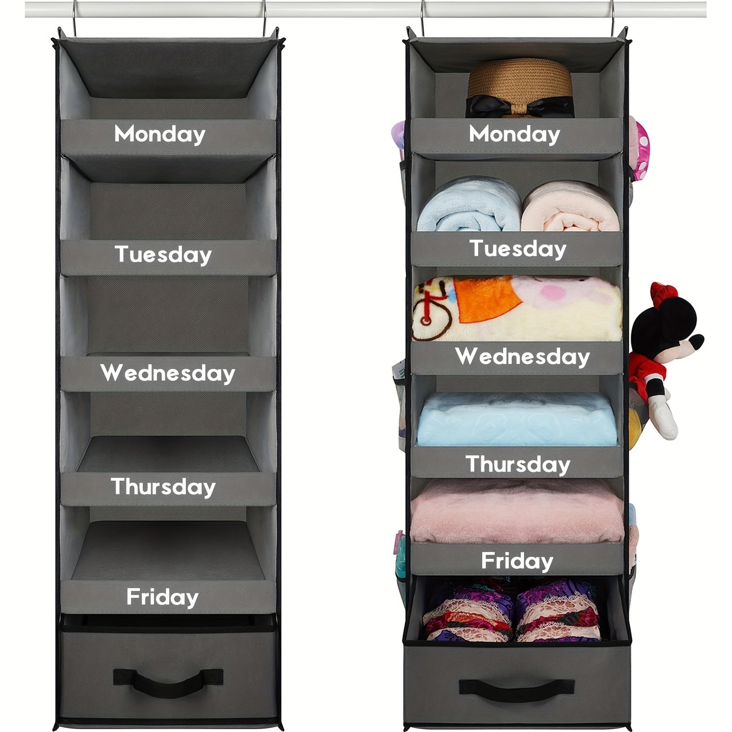 5 Shelf Weekday Clothes Organizer For School Monday Friday