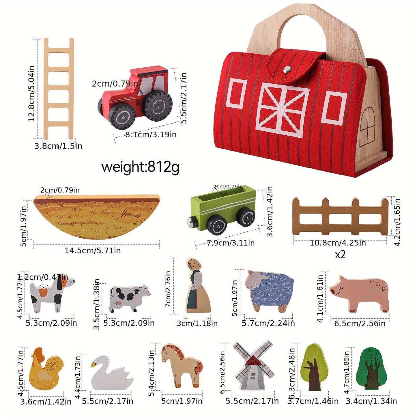 Wooden Farm Toy Set Educational Cognitive Development Gift