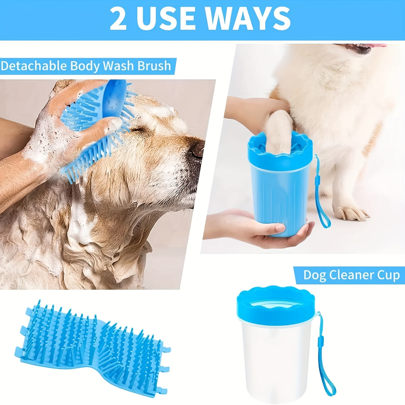 Portable Easy Clean Pet Paw Wash Cup Set for Dogs and Cats Non Electric Durable Plastic Foot Cleaning Tool