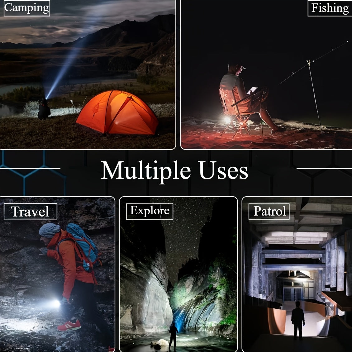 Rechargeable High Power LED Flashlights Zoomable Spotlight