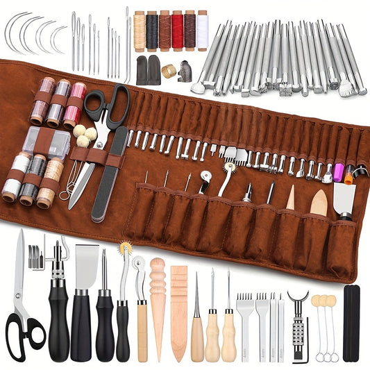 WUTUREE Leather Tools Kit with Leather Strap Hole Punch and Engraving Tool for Cutting and Punching Professional Handmade Craft Accessories Set