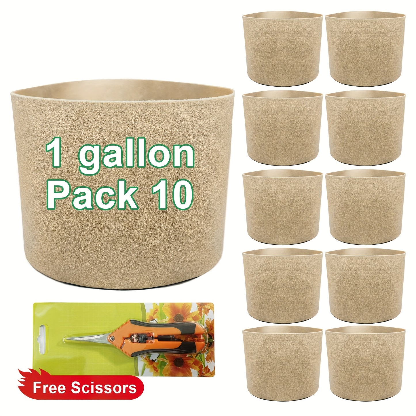 Thickened Non Woven Grow Bags With Scissors For Indoor Outdoor Use