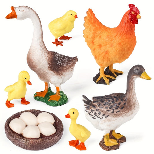 Farm Life Figurine Set with Chickens Ducks and Geese Decor