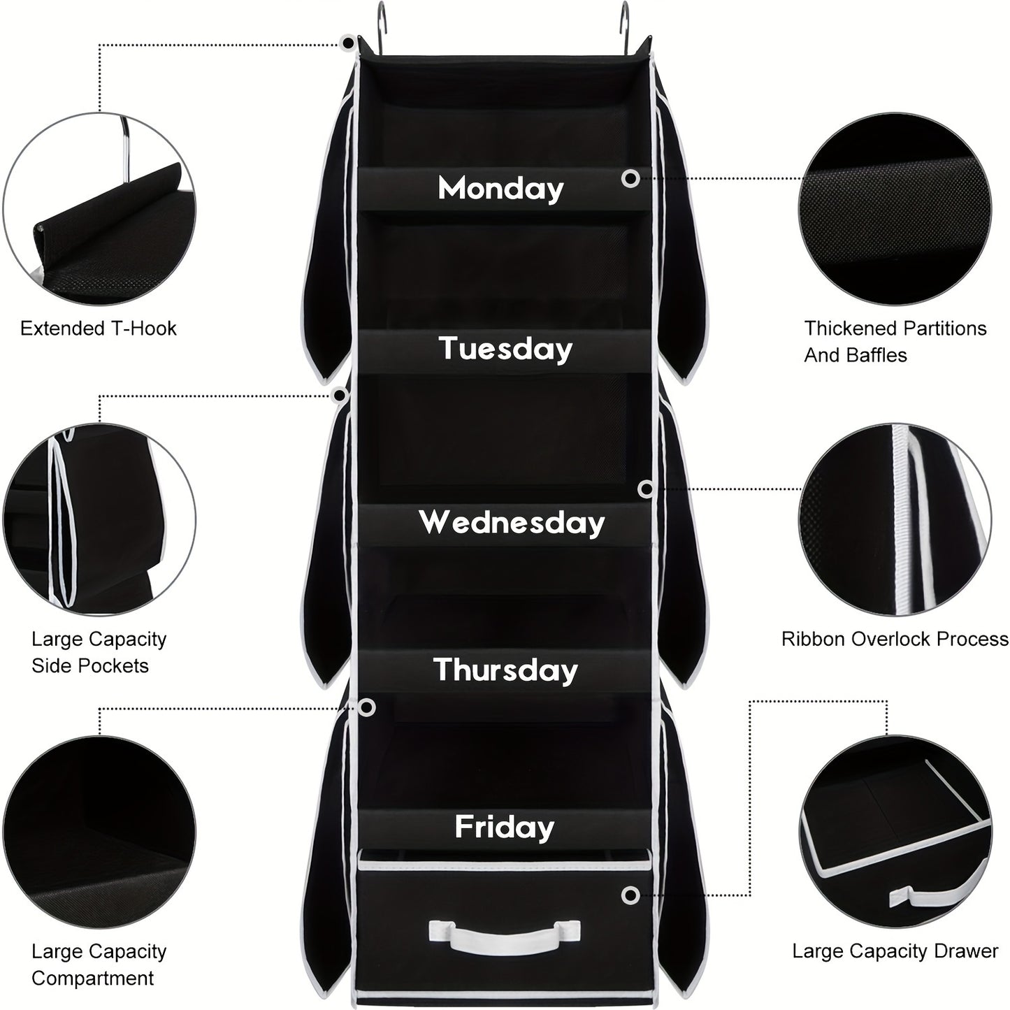 5 Shelf Weekday Clothes Organizer For School Monday Friday