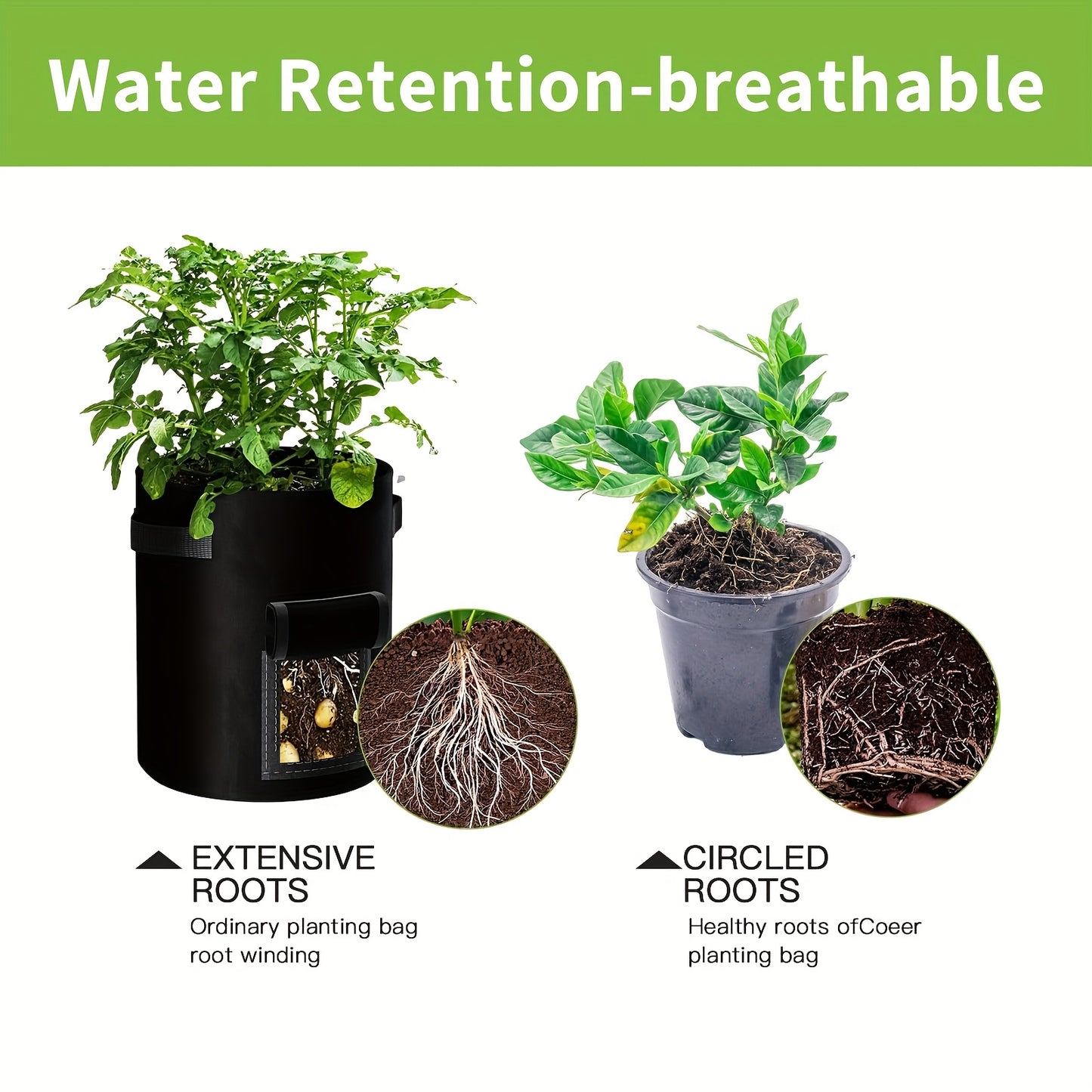 Durable 4-Pack 7 Gallon Potato Grow Bags with Handles and Lid