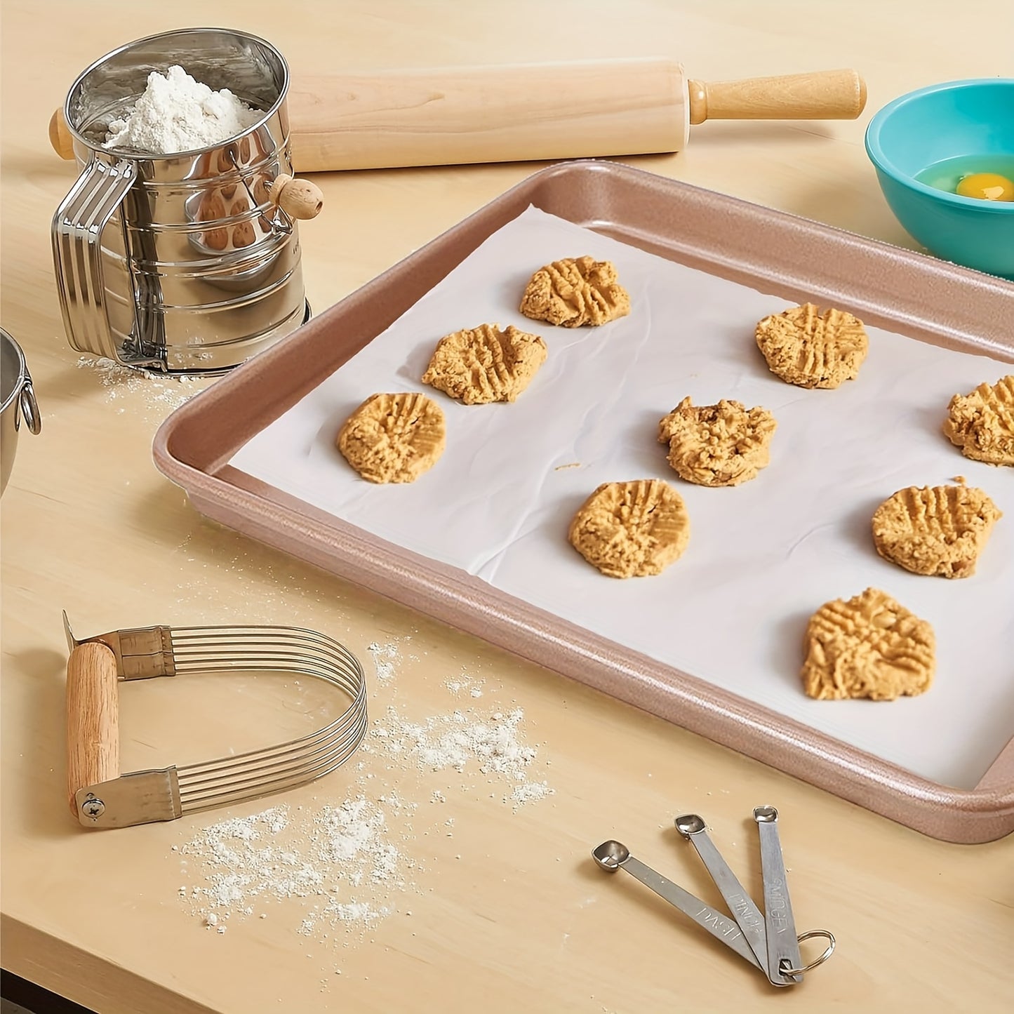 3 Pieces Baking Tray Set 9 11 13 Inch Nonstick Baking Sheets for Oven Cookie Sheets Cake Pan Set Rectangular Bakeware for Brownie Cake Bread Cookie Golden