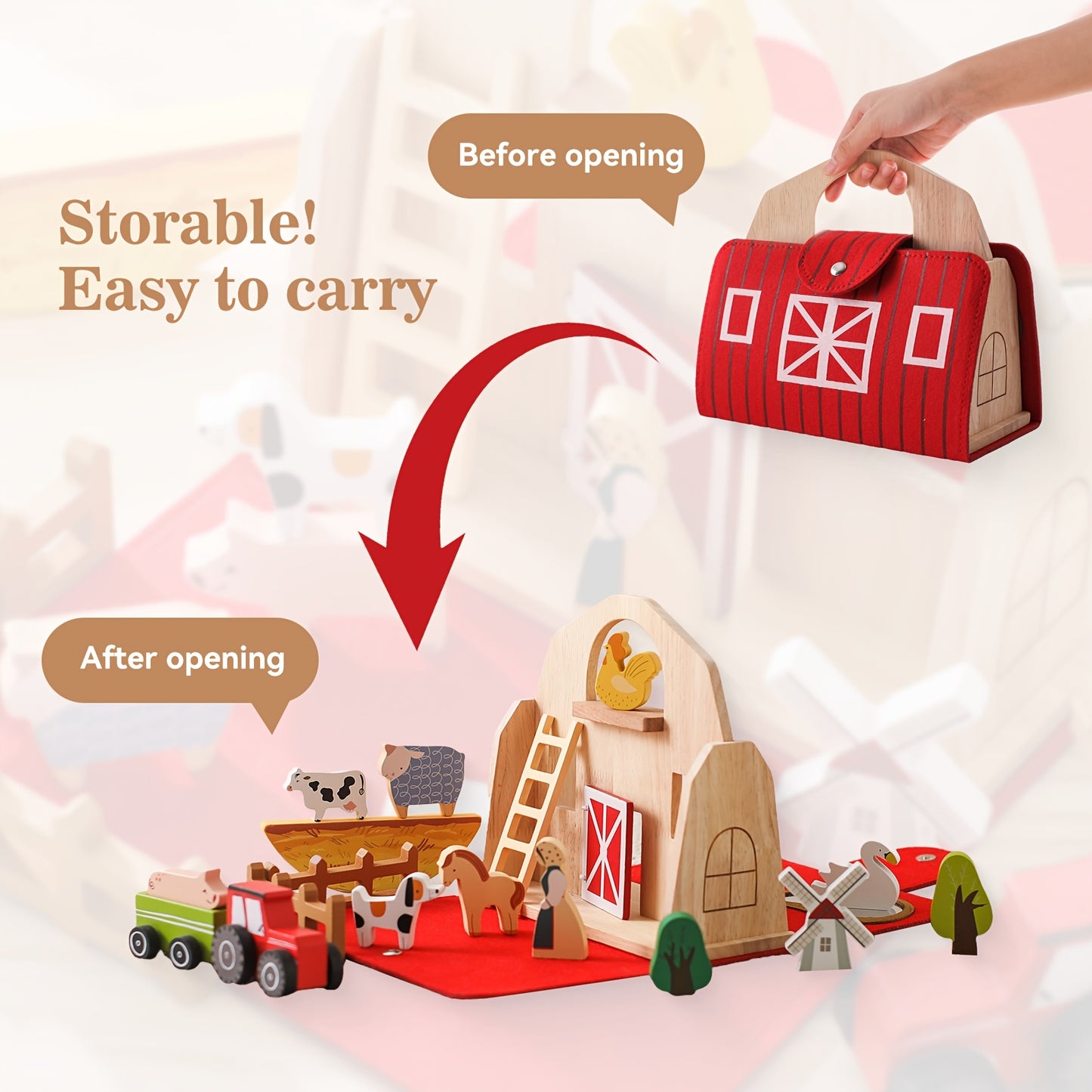 Wooden Farm Toy Set Educational Cognitive Development Gift