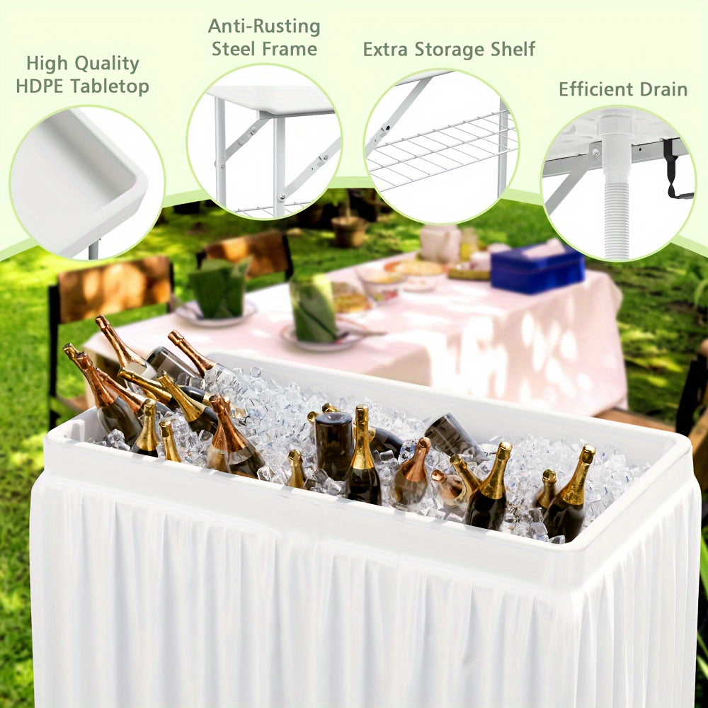 4 Foot Portable Folding Ice Cooler Table for Outdoor Events