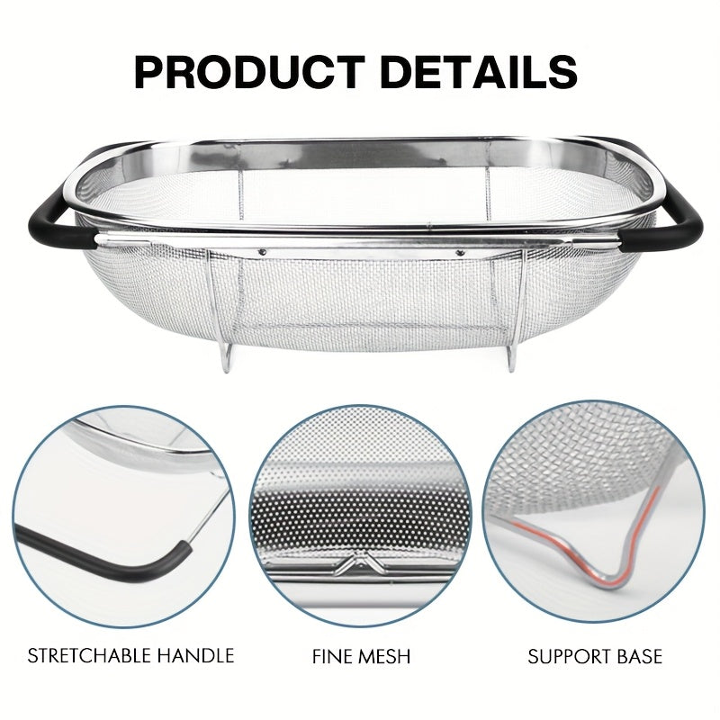 Expandable Stainless Steel Filter with Fine Mesh for Kitchen