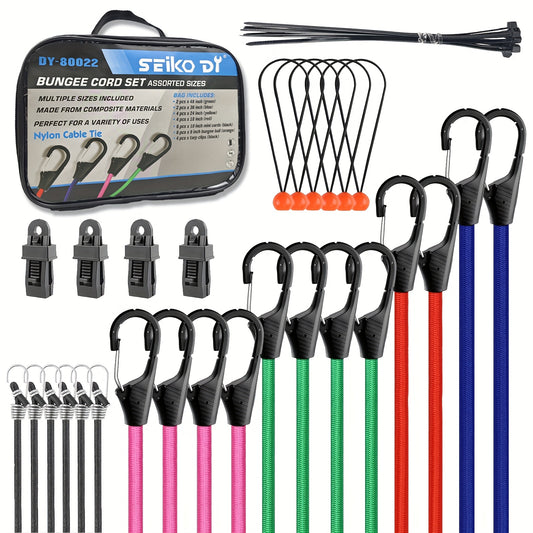 38pcs Premium Elastic Cords With Hooks, Includes 18", 20", 32", 40"