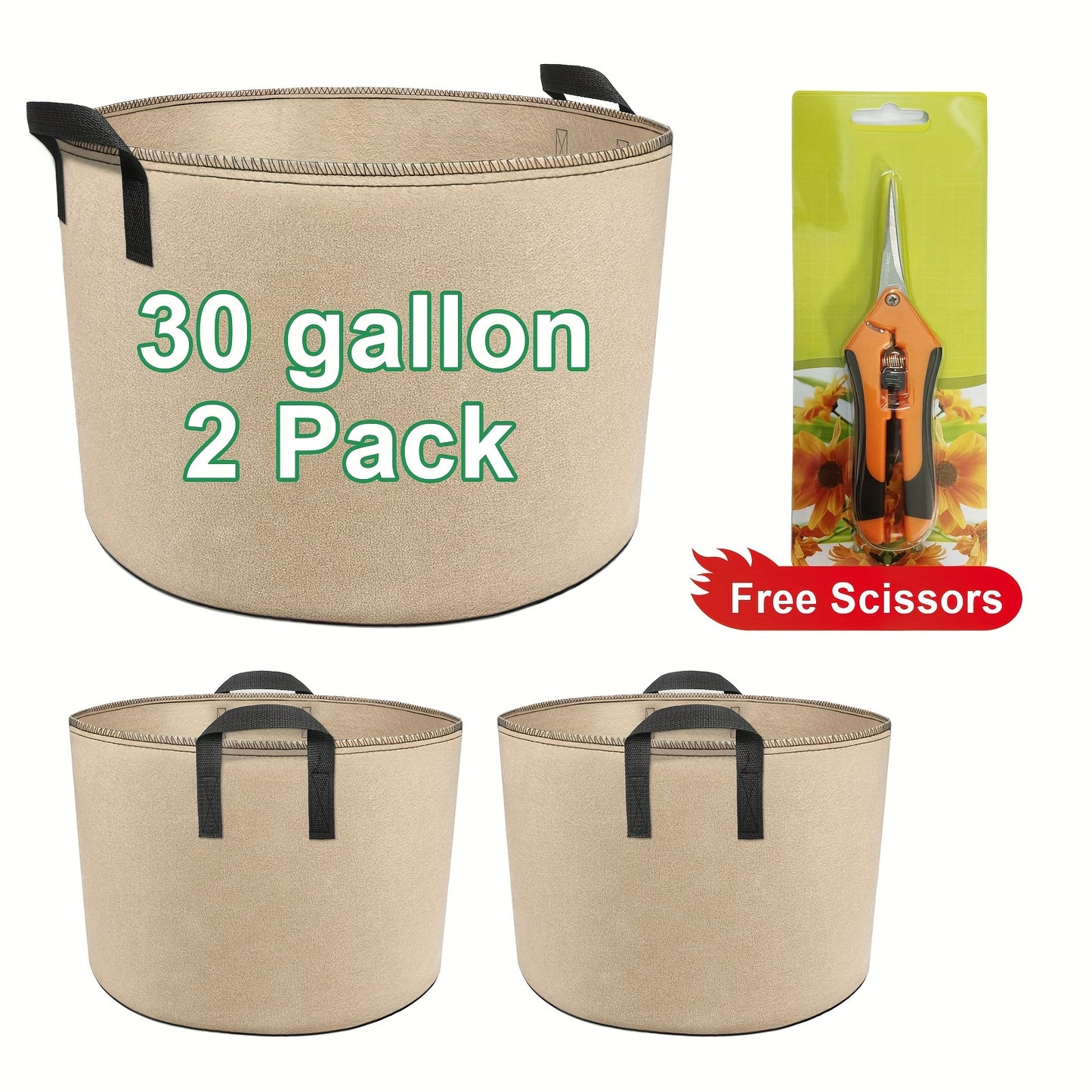 Thickened Non Woven Grow Bags With Scissors For Indoor Outdoor Use