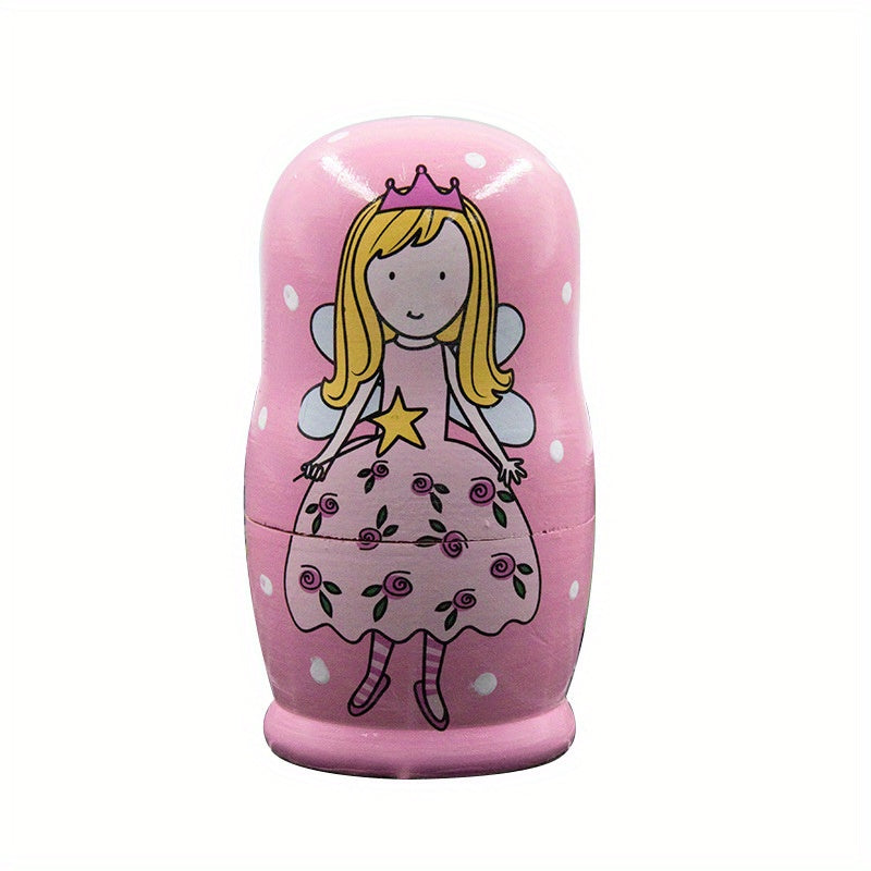 Five Layer Russian Nesting Doll Little Angel Wooden Toy