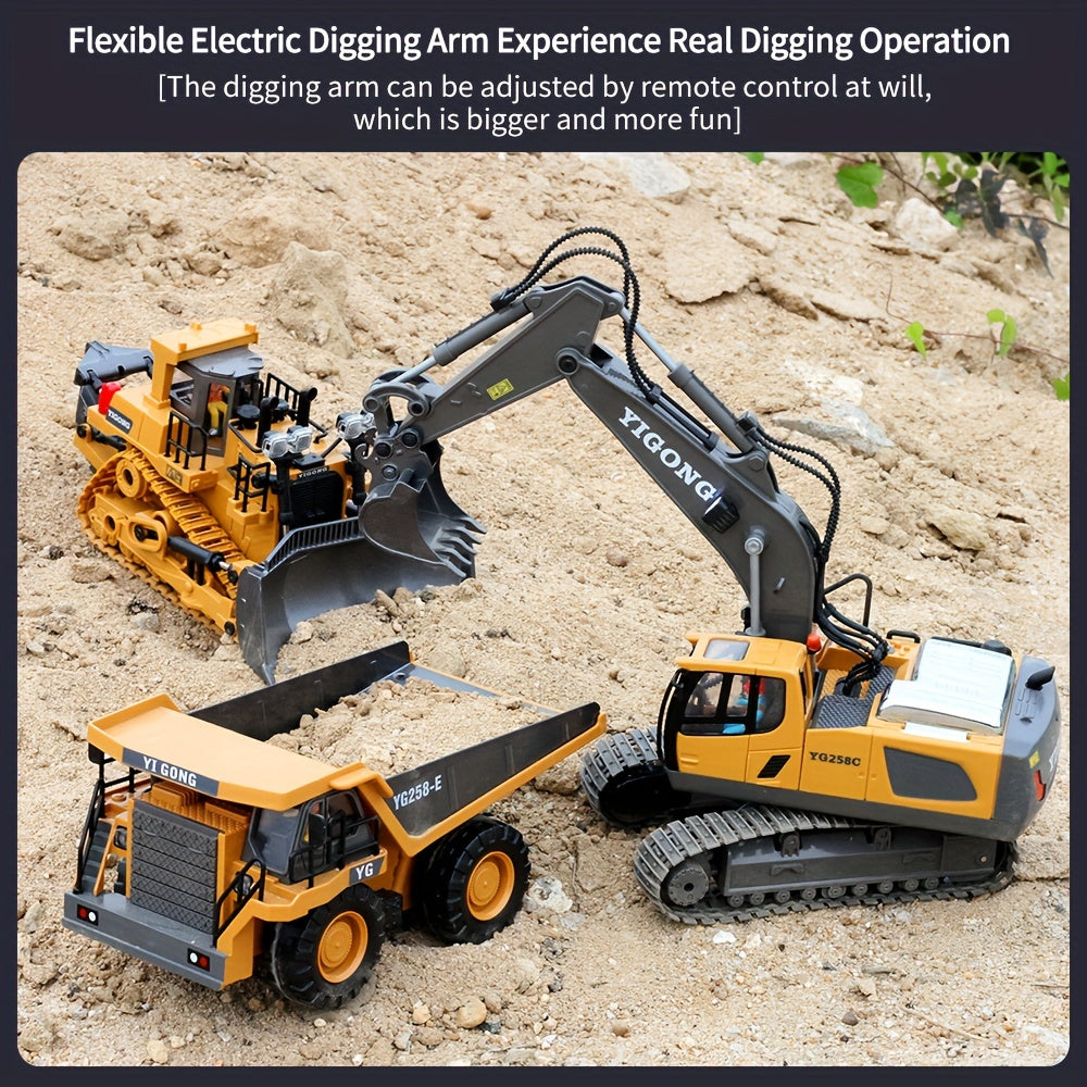 YIGONG 9-Channel Remote Control Excavator Toy with Lights and Sounds
