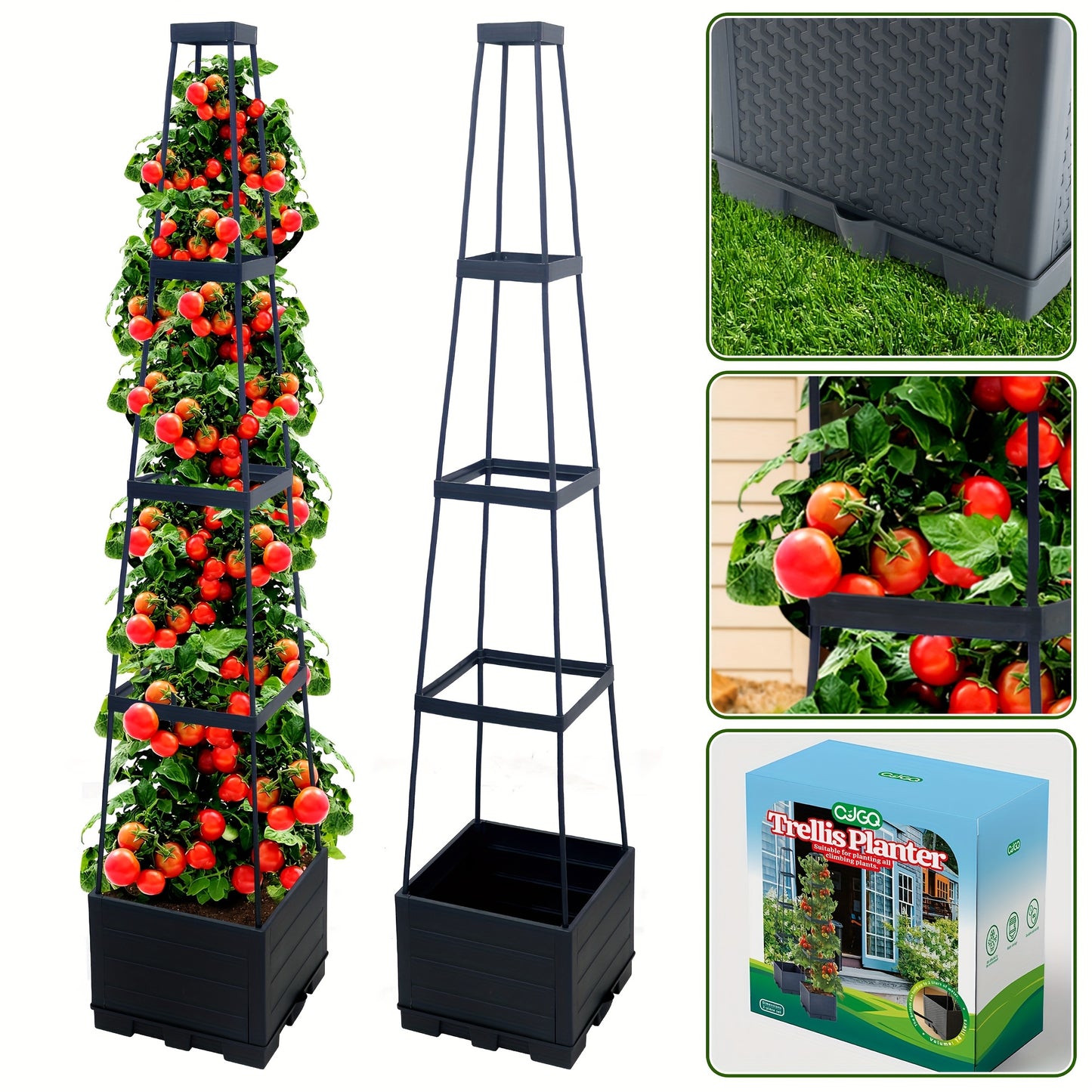 Two Pack Tomato Planting Boxes Indoor Outdoor Grid Cage