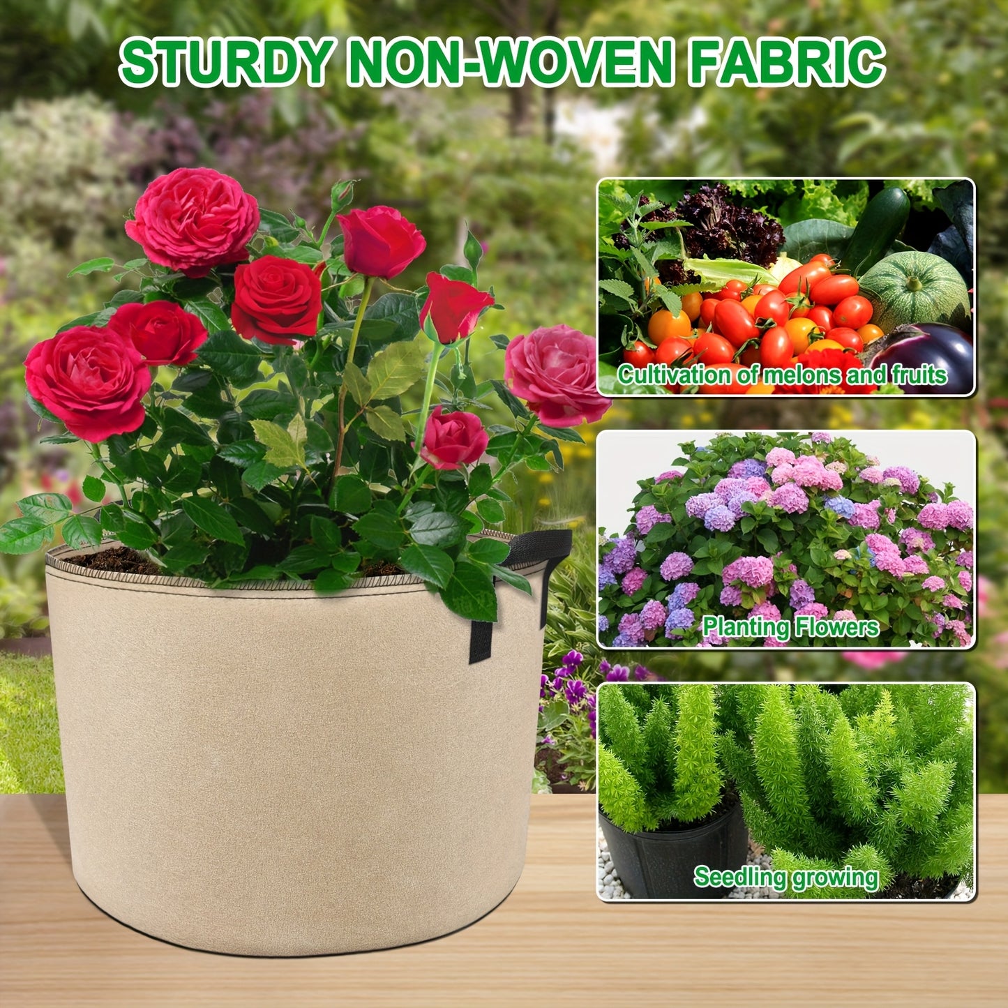 Thickened Non Woven Grow Bags With Scissors For Indoor Outdoor Use