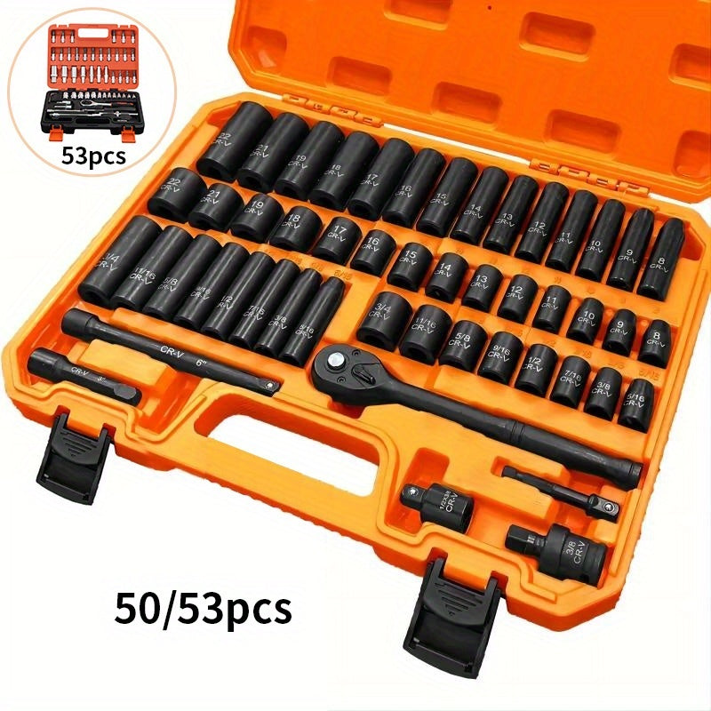 Chrome Vanadium Steel Impact Sleeve Tool Set 53 Pieces